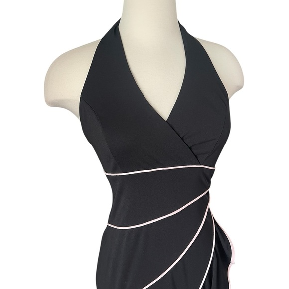 Niki Lavis Black and White Asymmetrical Ruffled Cocktail Dress - Picture 3 of 6